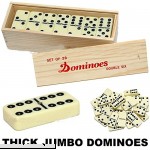BIG PREMIUM JUMBO DOUBLE SIX DOMINOES DOMINO THICK SET OF 28 TILES WOOD CASE  B078HCMY2W